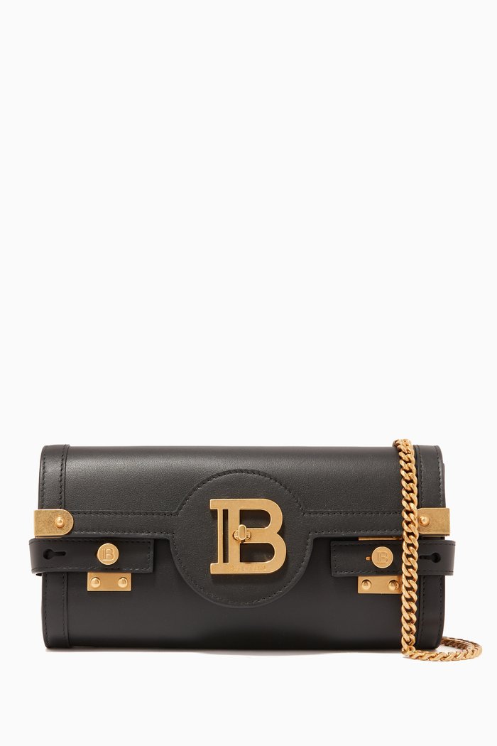 B-Buzz 23 Clutch Bag in Leather, Black
