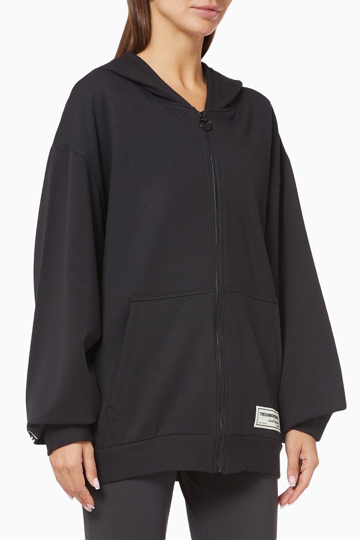 

Organic Bamboo Super Oversized Zip Hoodie, Black