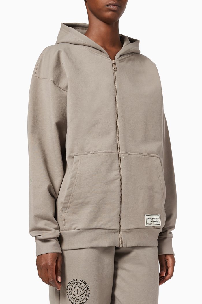 Oversized Zip Hoodie, Brown