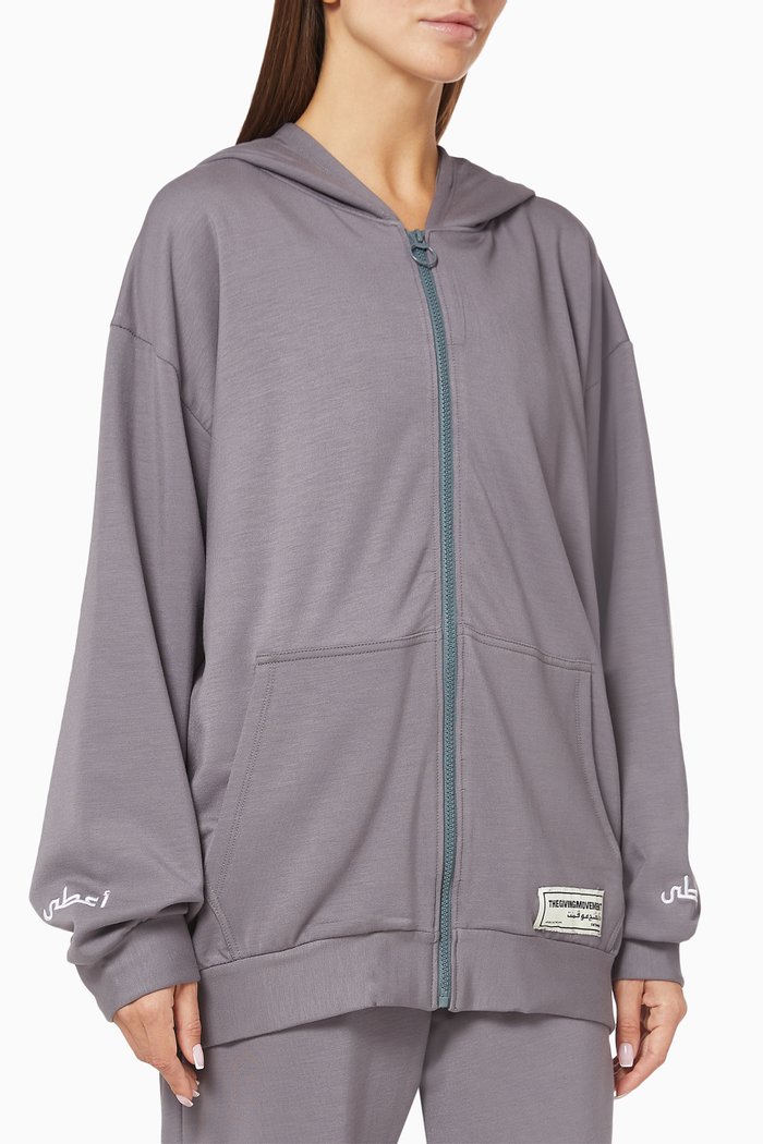 

Organic Bamboo Super Oversized Zip Hoodie, Grey