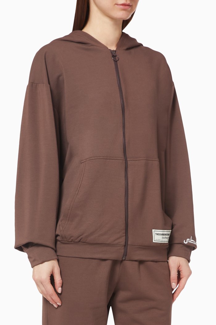 

Organic Bamboo Super Oversized Zip Hoodie, Brown