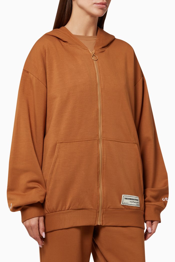

Organic Bamboo Super Oversized Zip Hoodie, Brown