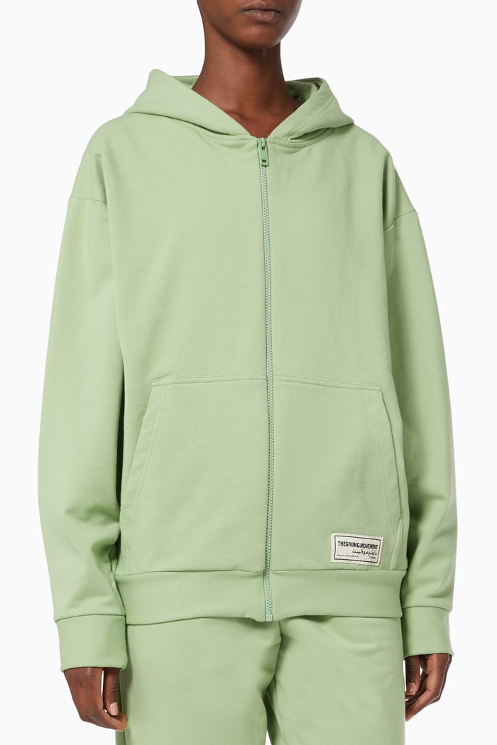 Oversized Zip Hoodie, Green
