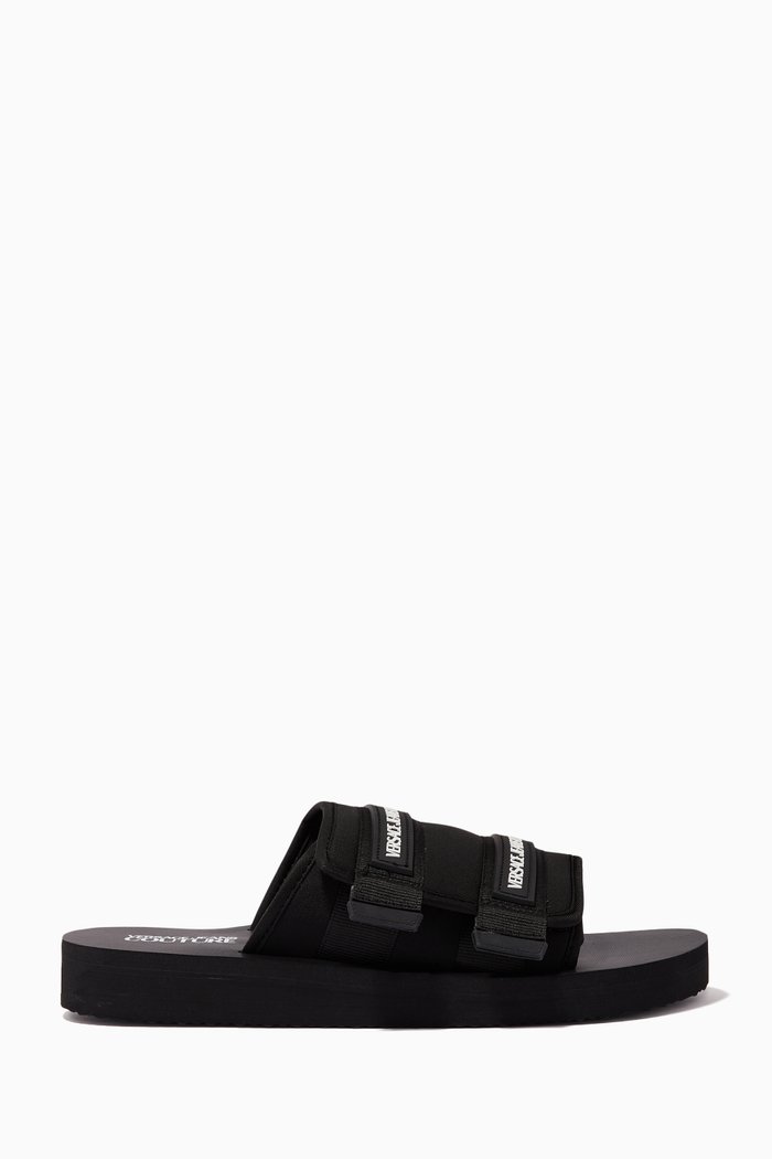 Logo Strap Sandals, Black