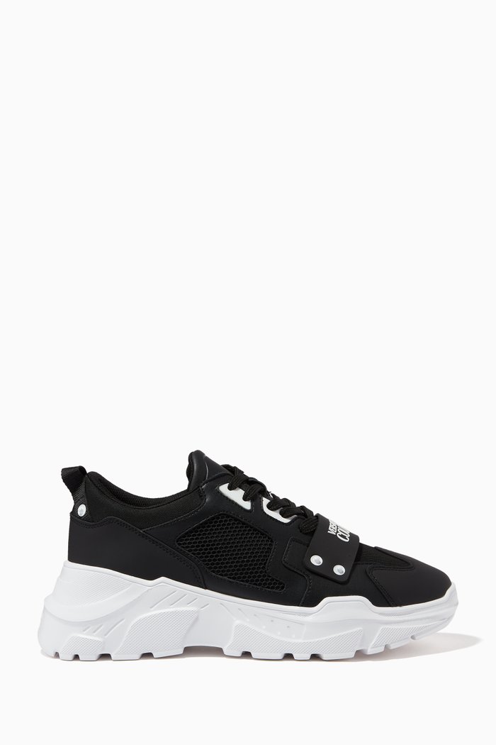 

Logo Patch Chunky Sole Sneakers in Leather, Black