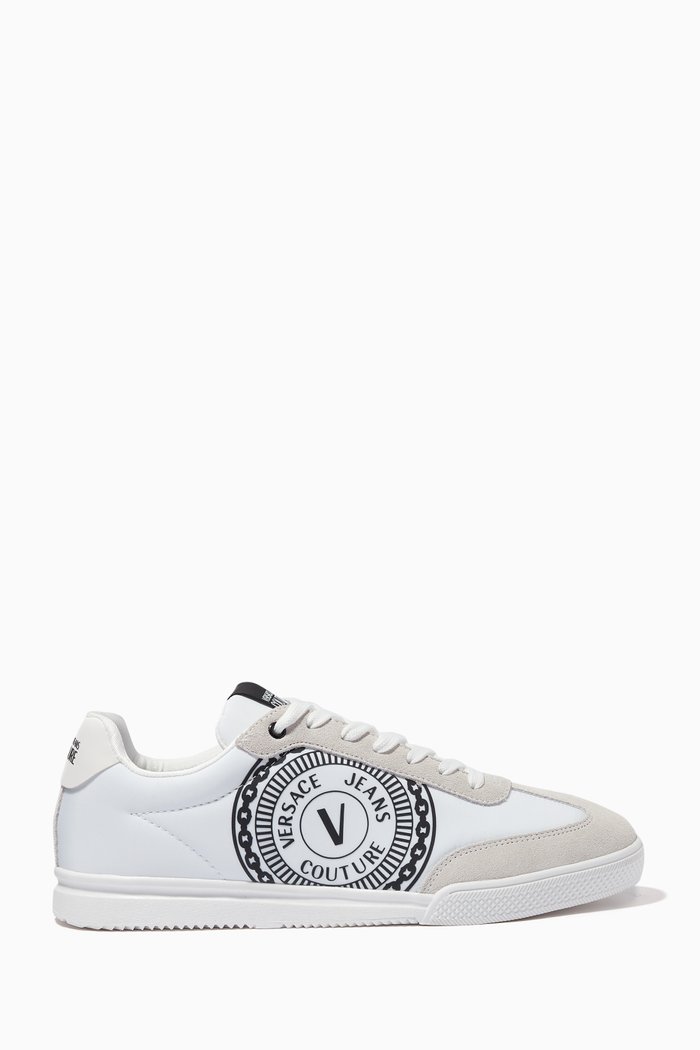 

Logo Sneakers in Leather and Suede, White