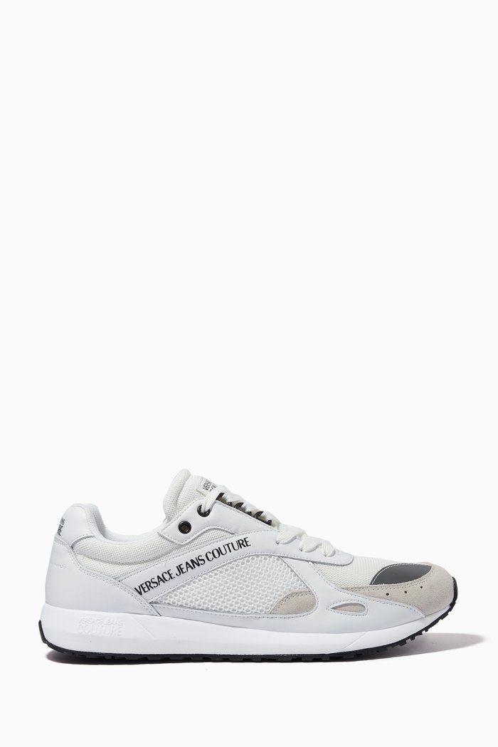 

Logo Sneakers in Leather and Mesh, White