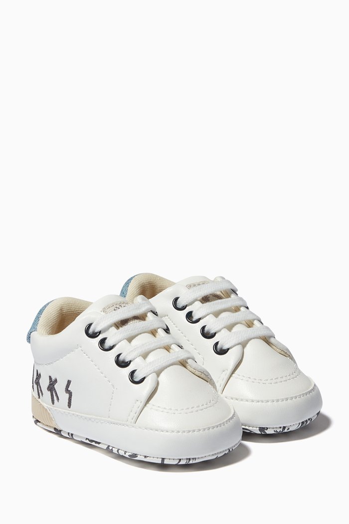 

Denim Look Embroidered Sneakers, White