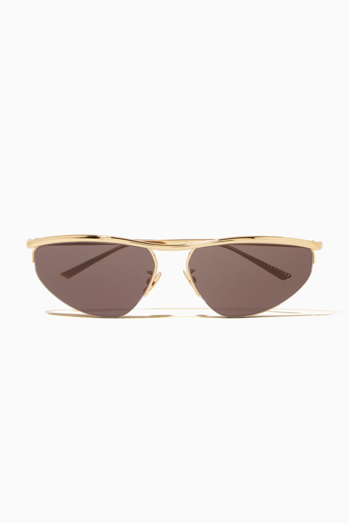 Oval Panthos Sunglasses, Gold