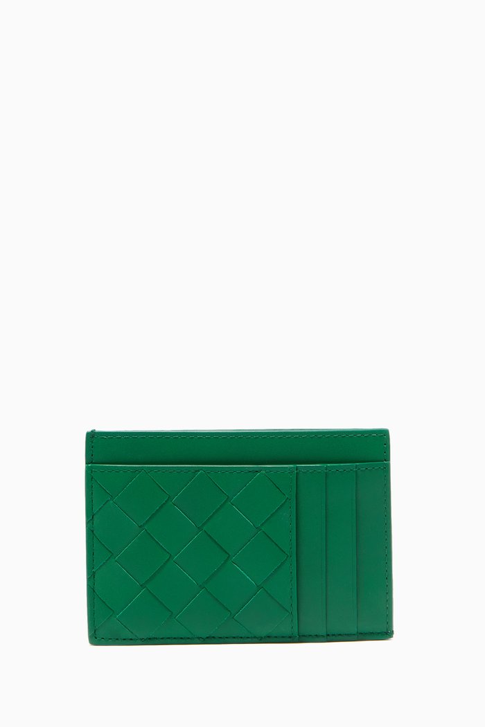 

Card Case in Intrecciato Calfskin, Green