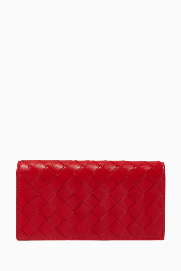 

Continental Wallet in Intrecciato Nappa, Red