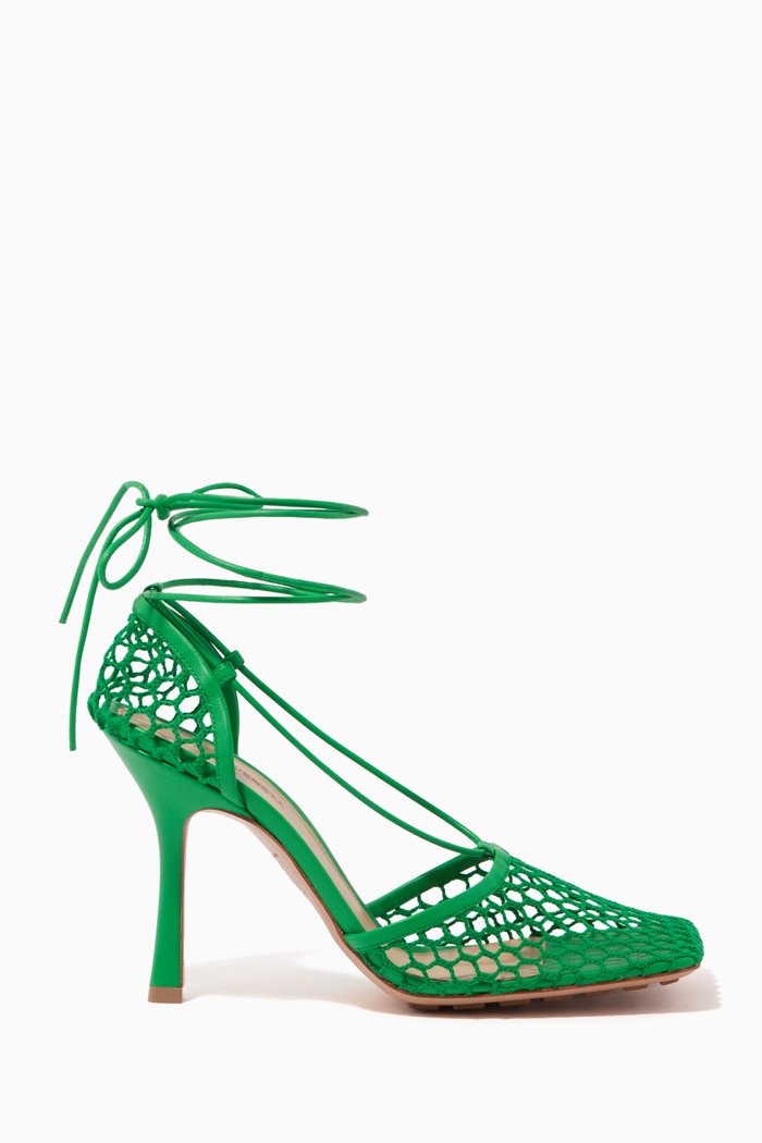

Stretch Sandals in Mesh & Nappa, Green