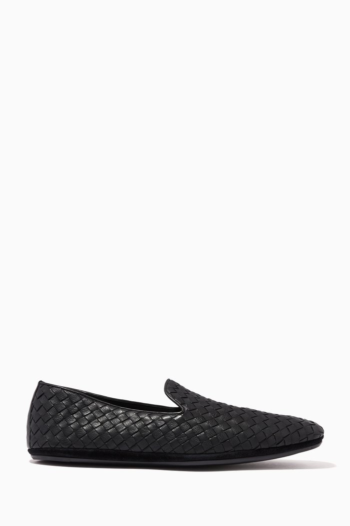 

Fiandra Slippers in Intrecciato Calfskin, Black