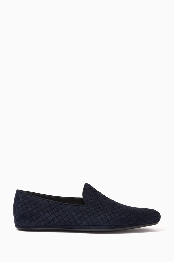 

Fiandra Slippers in Intrecciato Calfskin, Blue