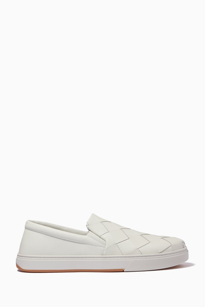 Sneakers in Intrecciato Calfskin, White