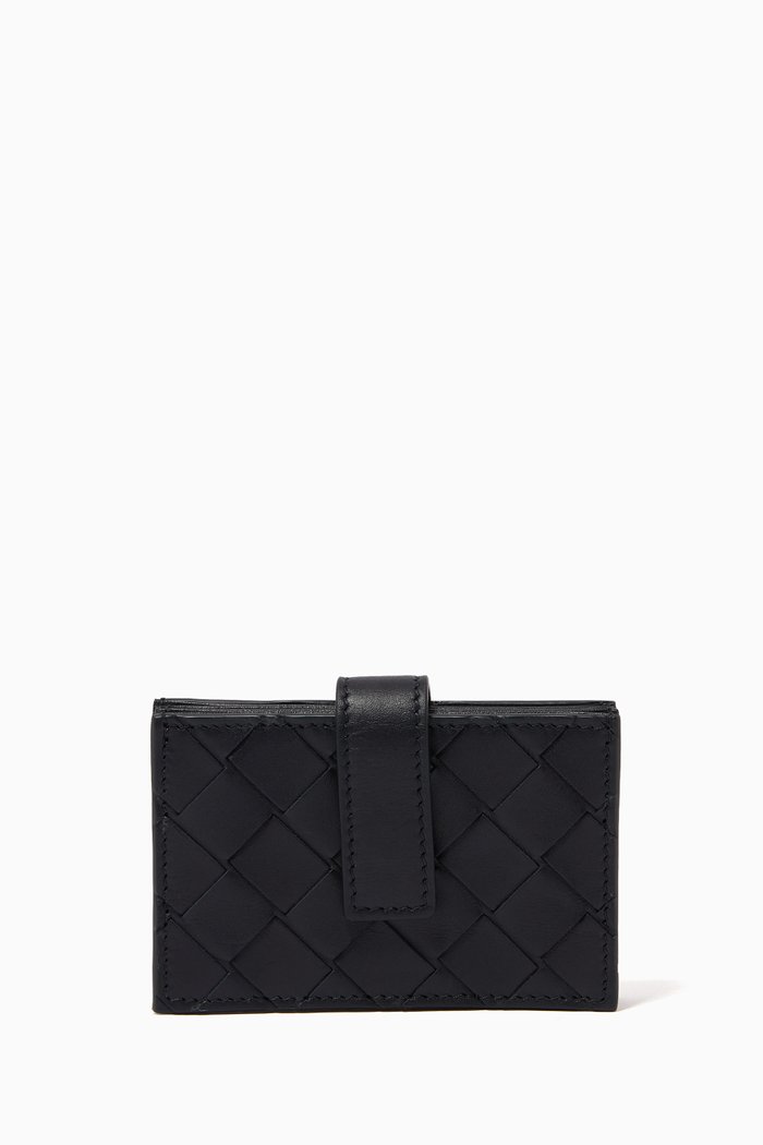 

Card Case in Intrecciato Calfskin, Blue