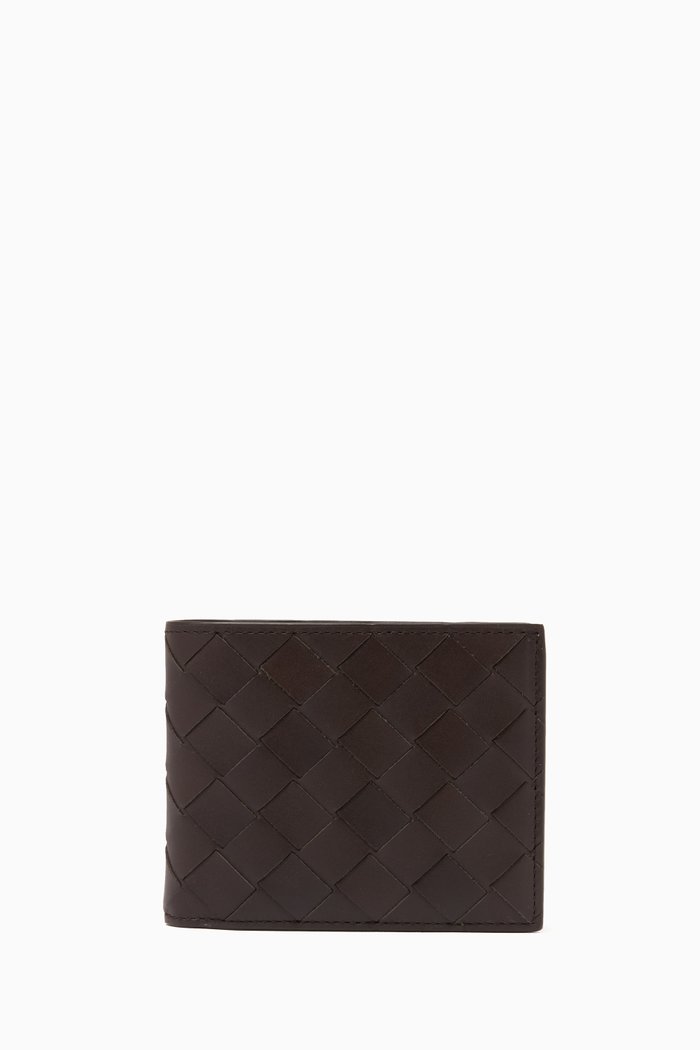 

Bi-Fold Wallet in Intrecciato Calfskin, Brown