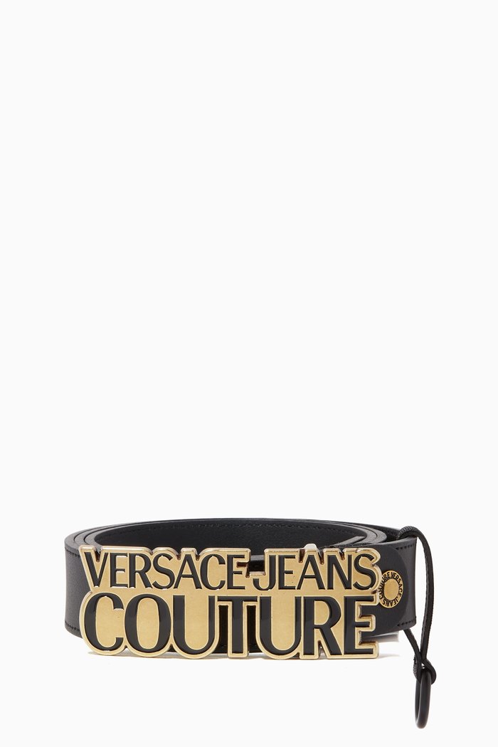 

Institutional Logo Belt in Leather, Black
