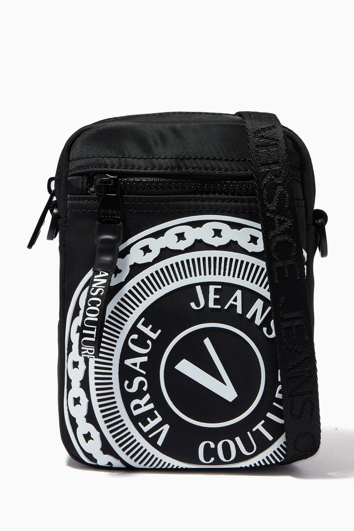 

V-Emblem Crossbody Bag in Nylon, White