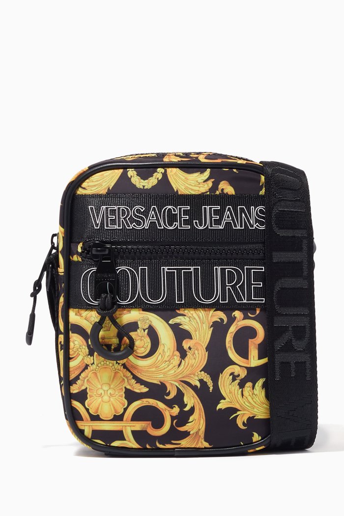 

Outline Logo Baroque Print Crossbody Bag, Gold