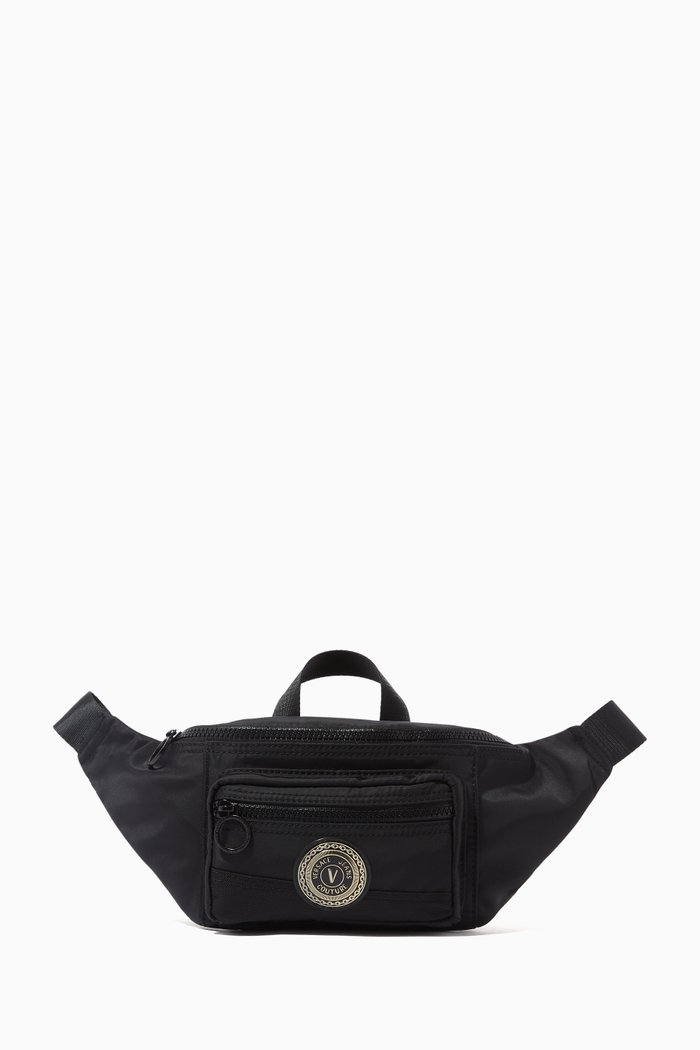 

V-Emblem Belt Bag in Nylon, Black