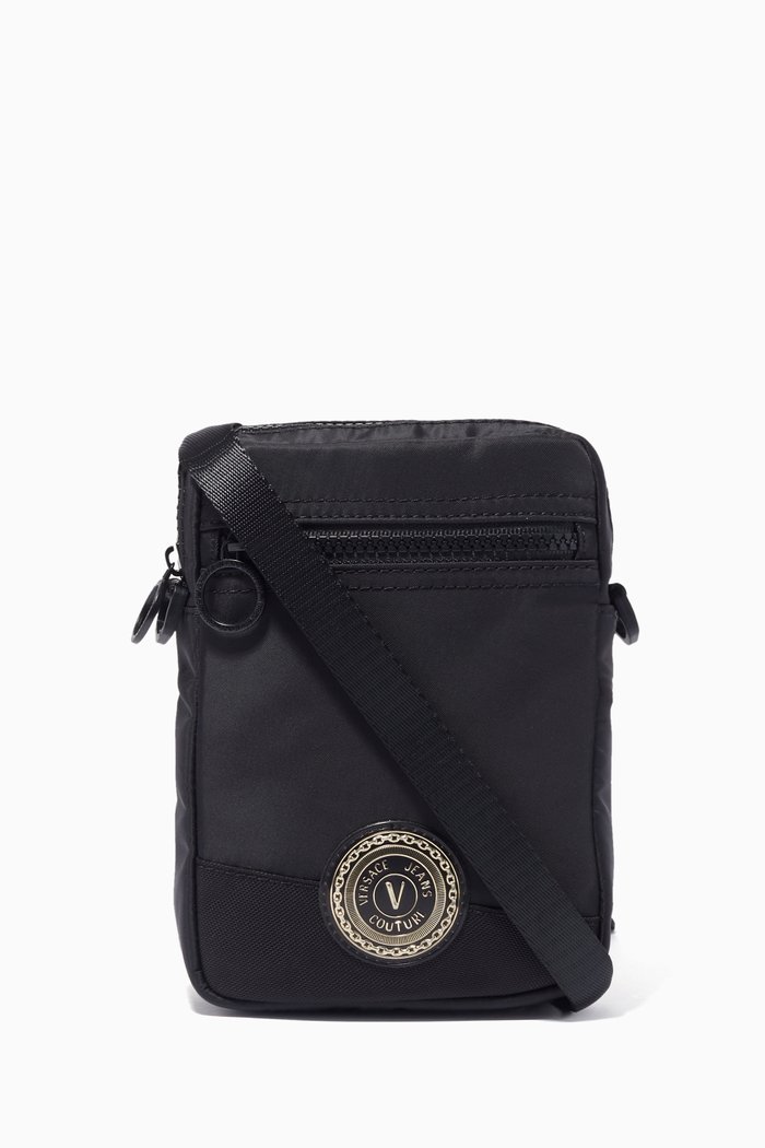 

V Emblem Mini Crossbody Bag, Black
