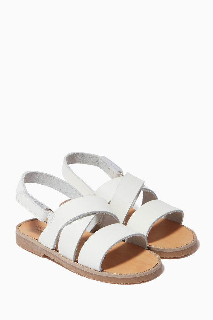 

Cross Band Sandals in Leather, White