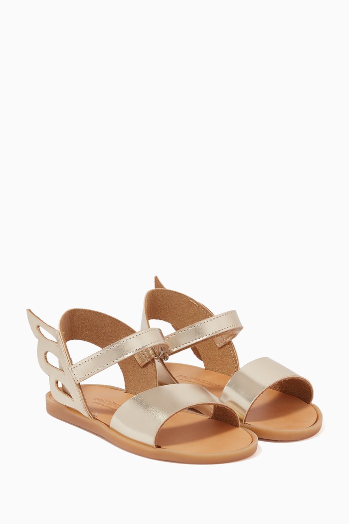 

Winged Sandals in Leather, Gold