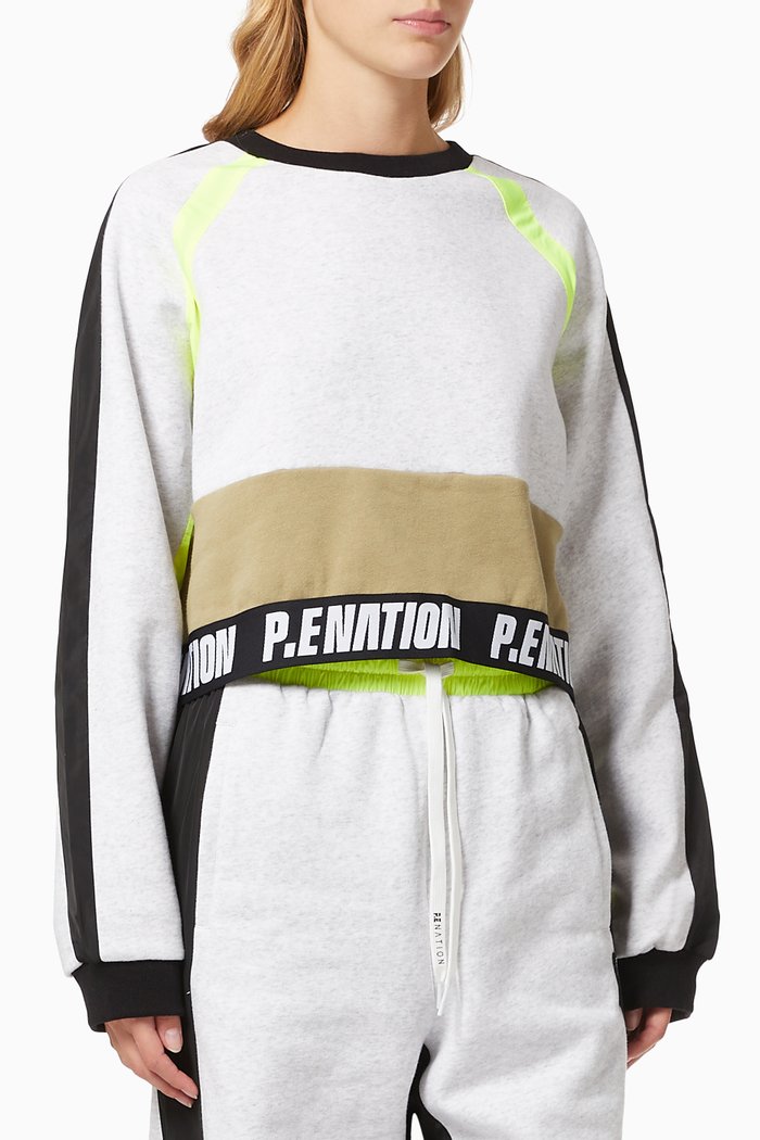 Opponent Cropped Sweatshirt in Organic Cotton, Multicolour