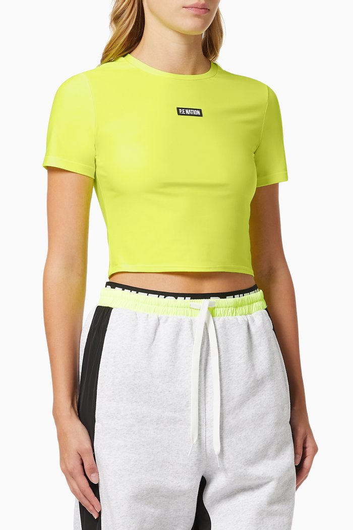 Opponent Cropped T-shirt in Recycled Polyester, Yellow