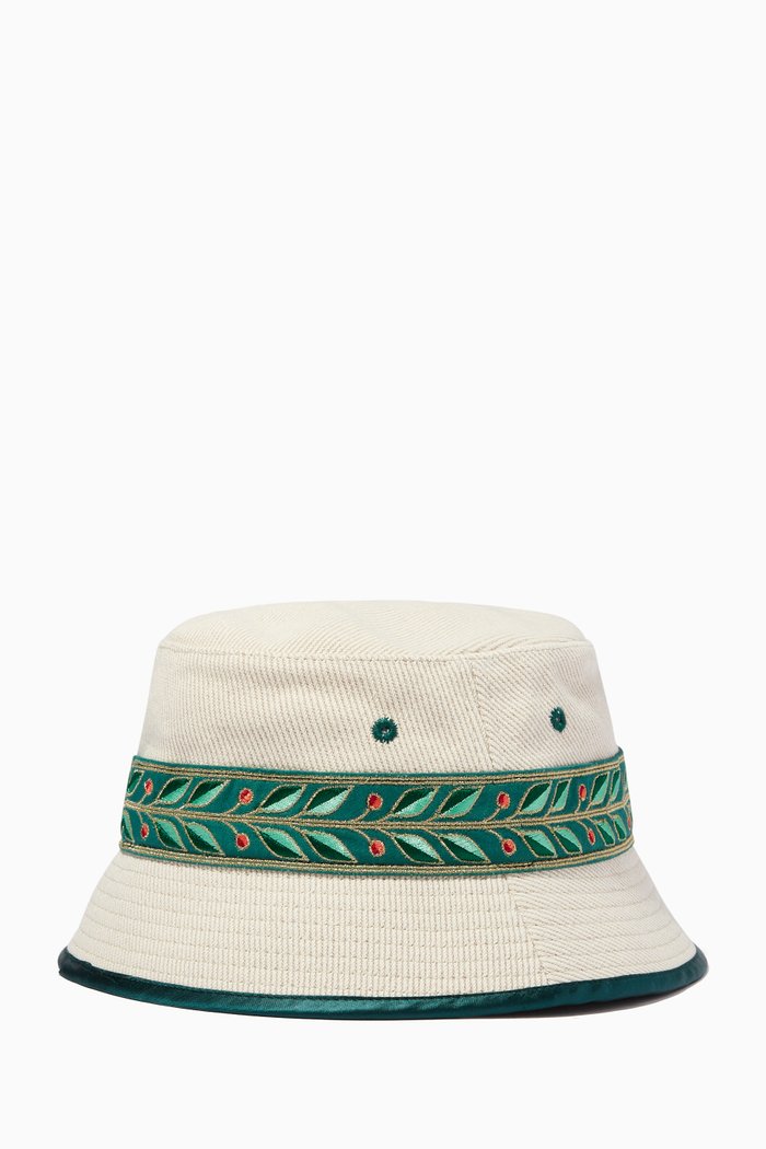 

Bucket Hat with Laurel Band in Cotton Twill, White