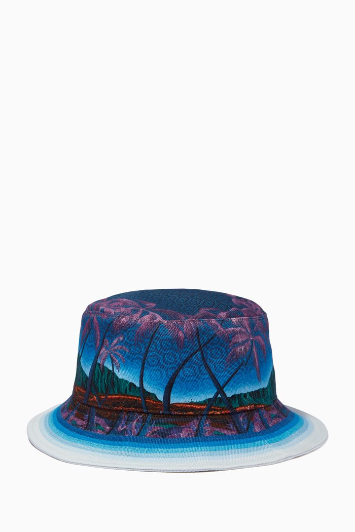 

Bucket Hat in Nuit A Maui-print Cotton Twill, Blue