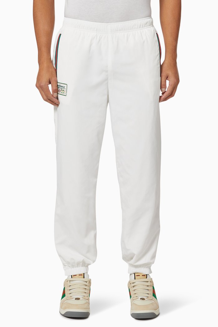 

Sport Track Pants with Laurel Patch in Nylon, White