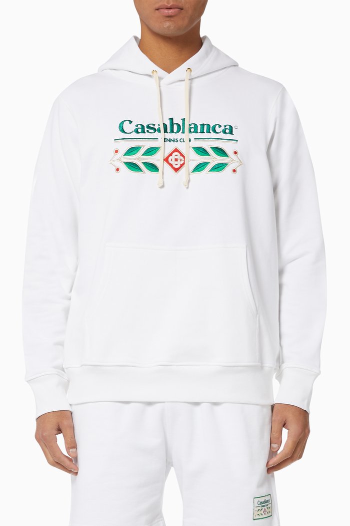 

Laurel Embroidered Jersey Hooded Sweatshirt, White