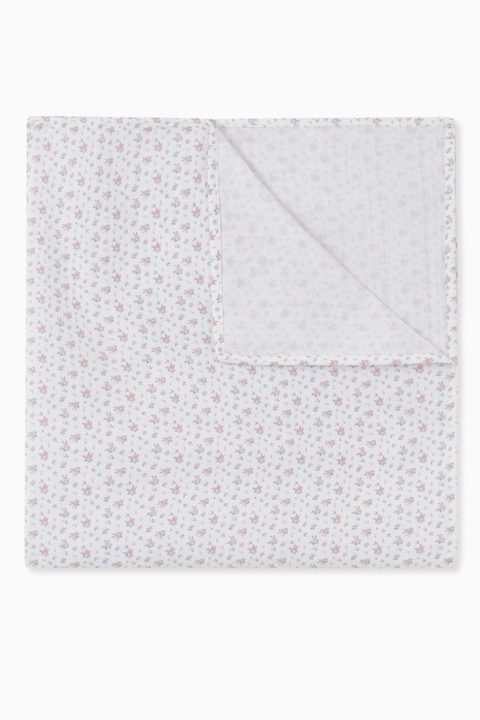 

Floral Print Blanket, White