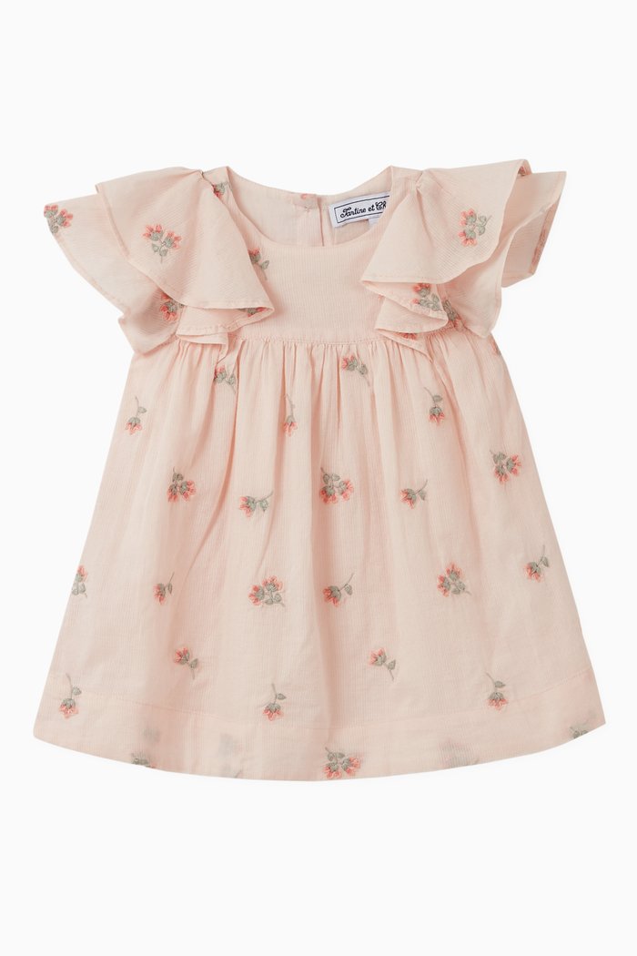 Embroidered Flower Dress, Pink