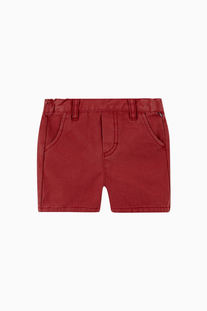

Ruffle Linen Shorts, Red