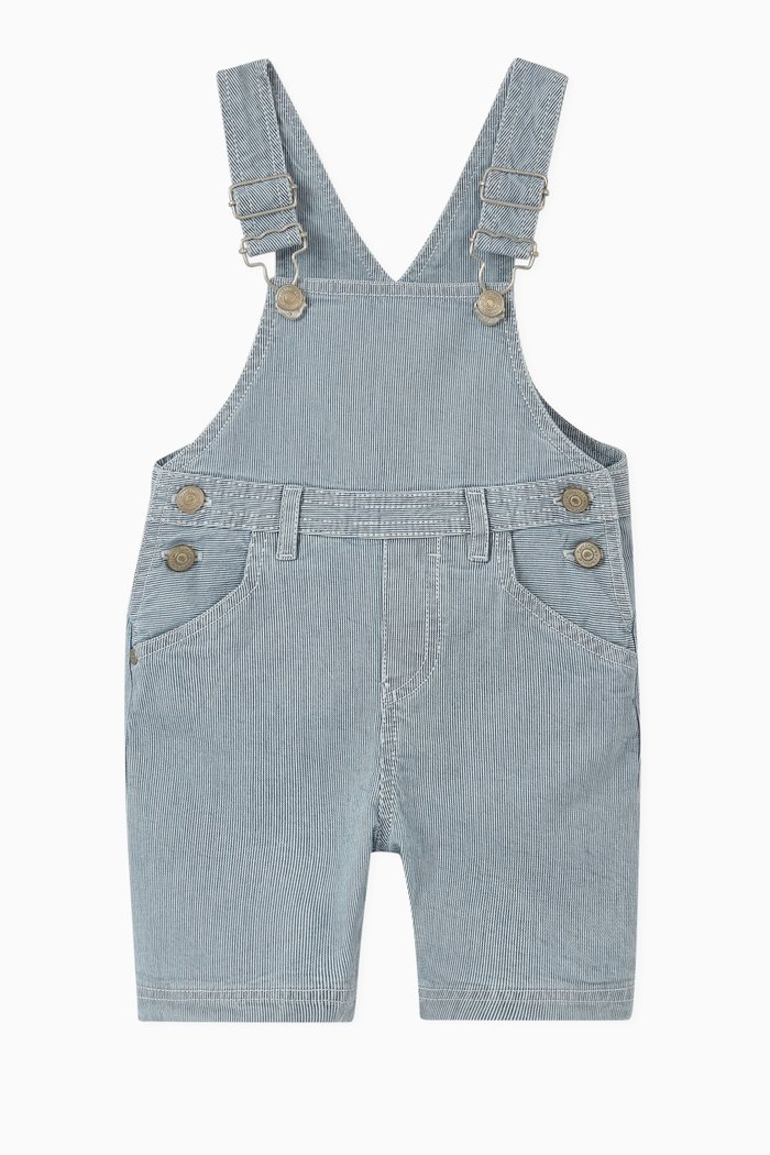 

Striped Dungaree Romper, Blue