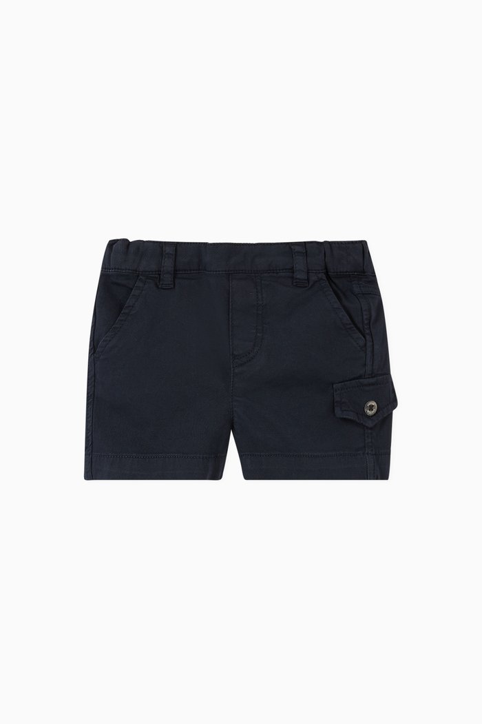 

Textured Cotton Shorts, Blue