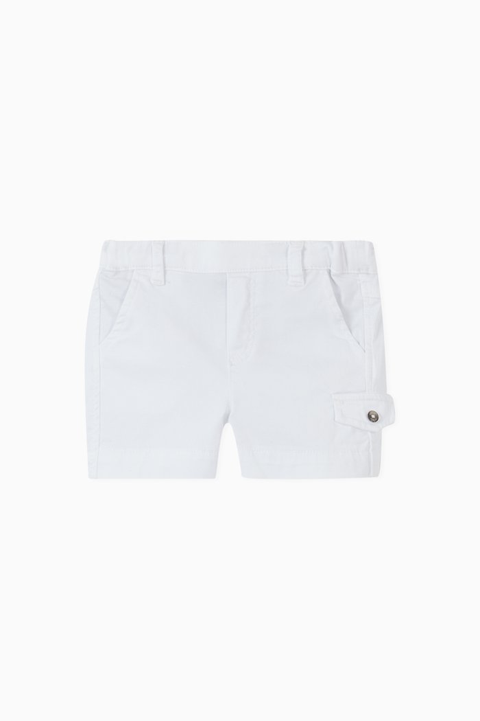 Textured Cotton Shorts, White