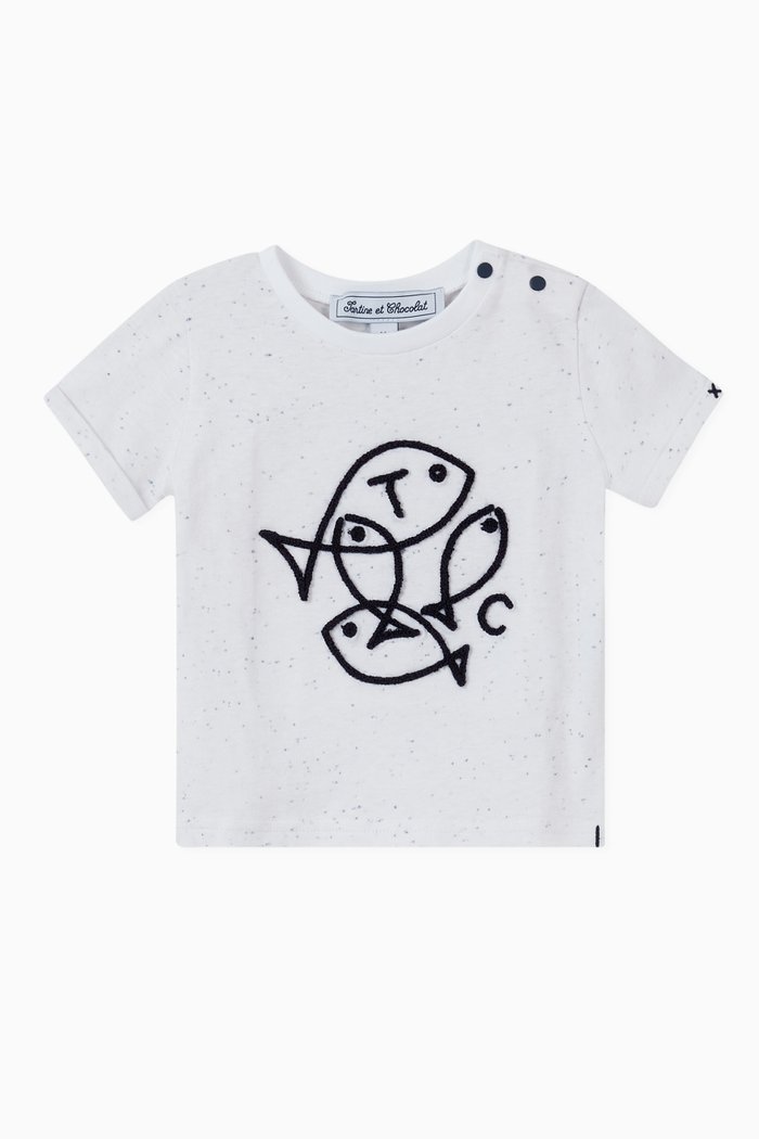 

Fish Embroidery Jersey T-Shirt, White
