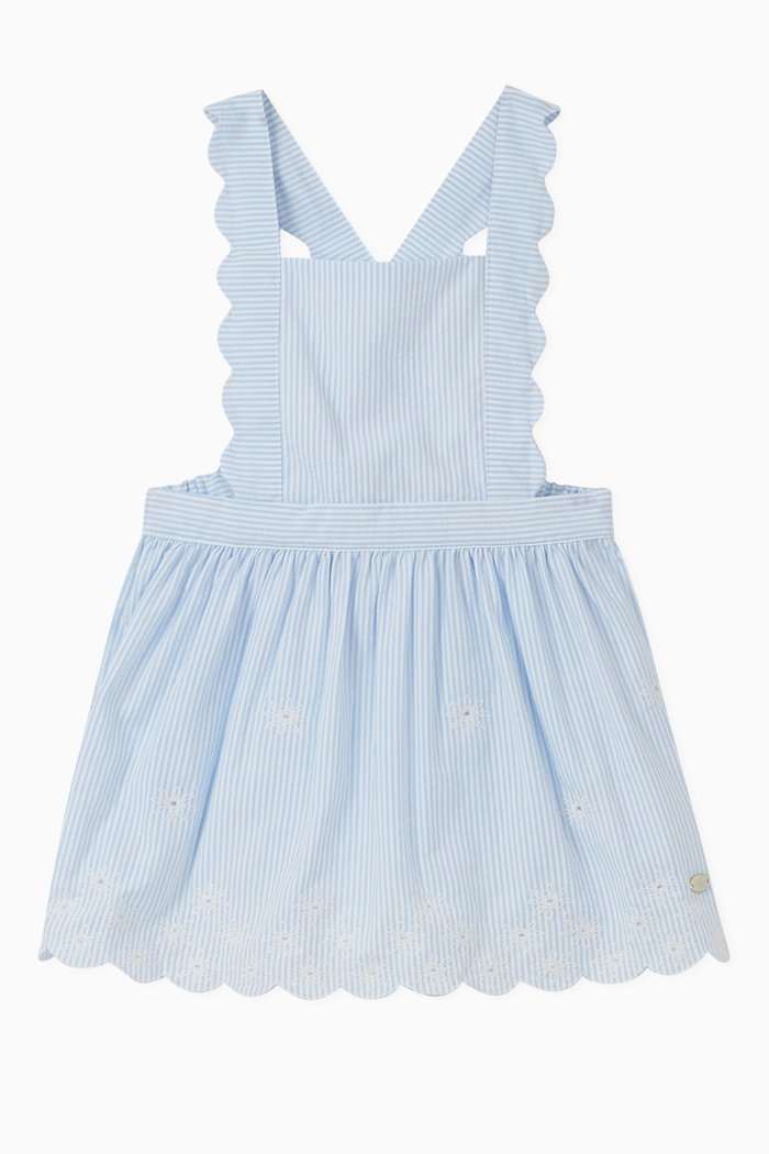 

Scalloped Trims Pinafore Cotton Dress, Blue