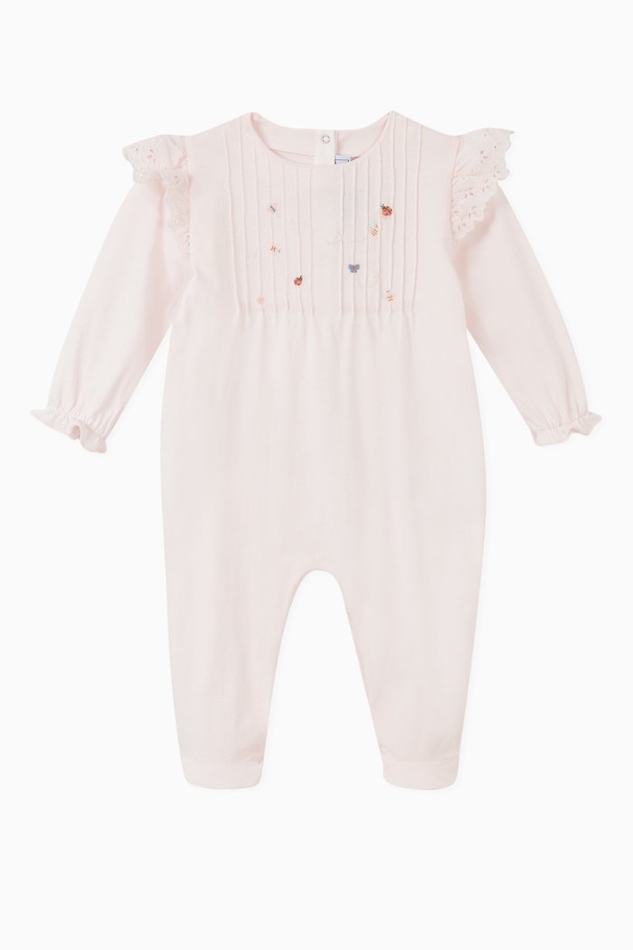 

Embroidered Butterflies Sleepsuit, Pink