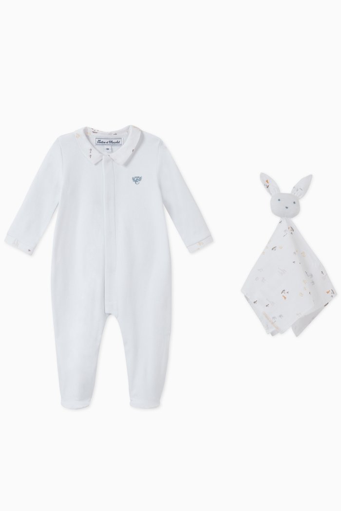

Footed Pajama & Doudou Set, White