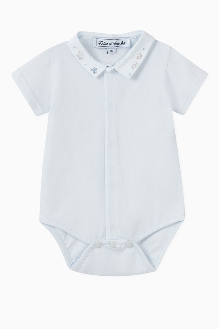 Elephant Embroidery Bodysuit, Blue