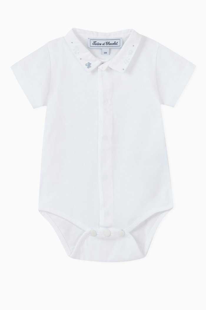

Elephant Embroidery Bodysuit, White
