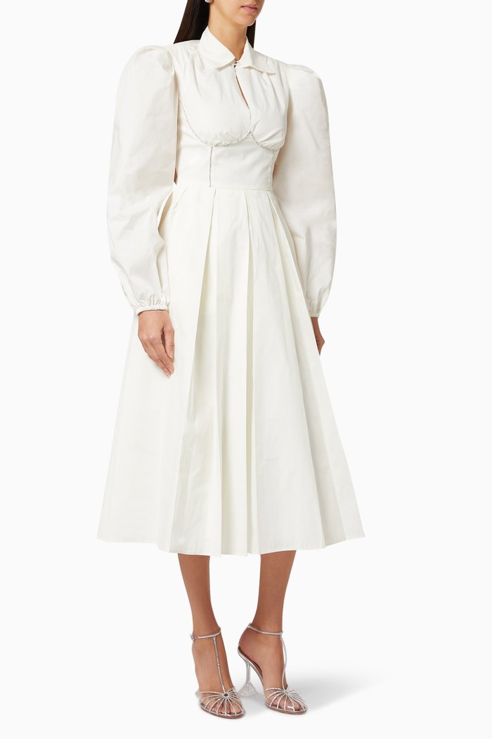 

Crystal Embroidery Shirt Dress, White