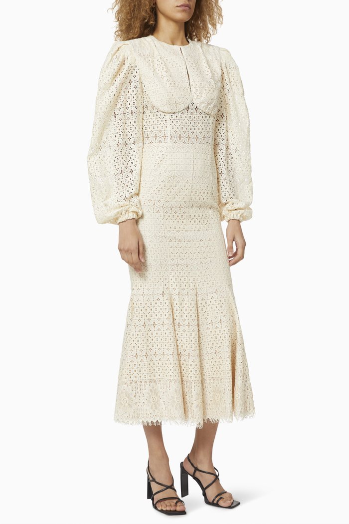 

Lace Trumpet Dress, Neutral