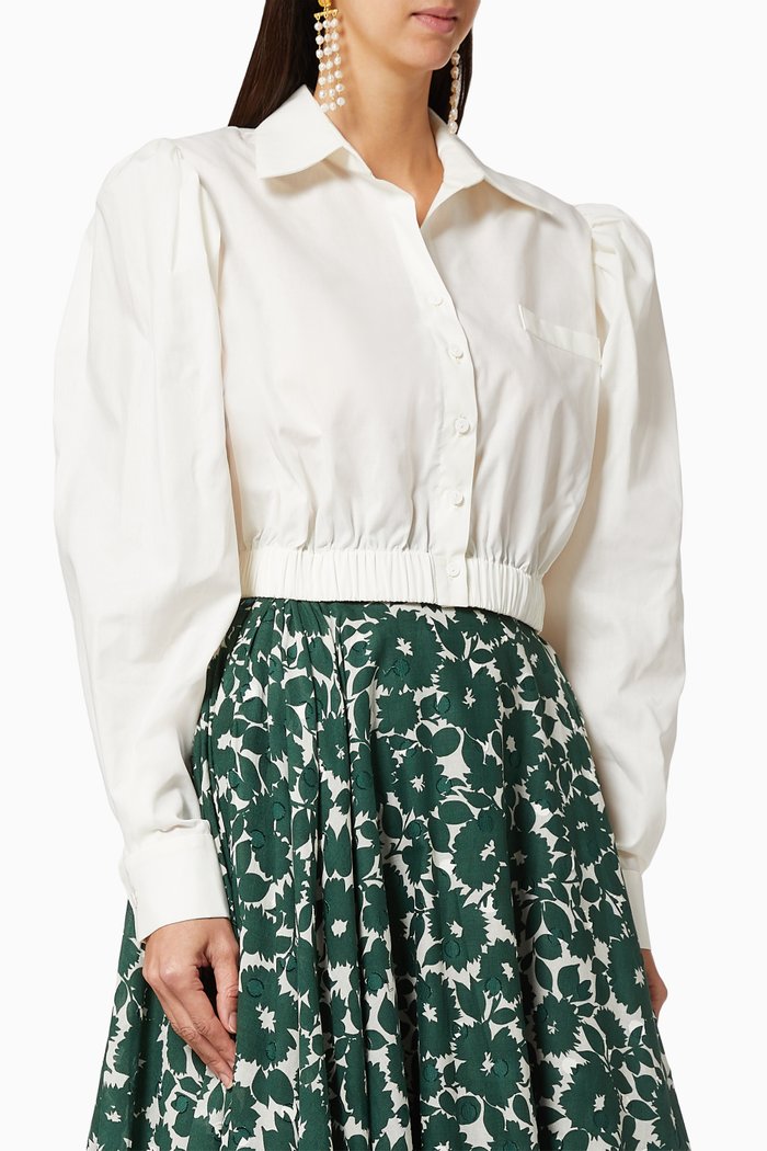 Cropped Cotton Shirt, White