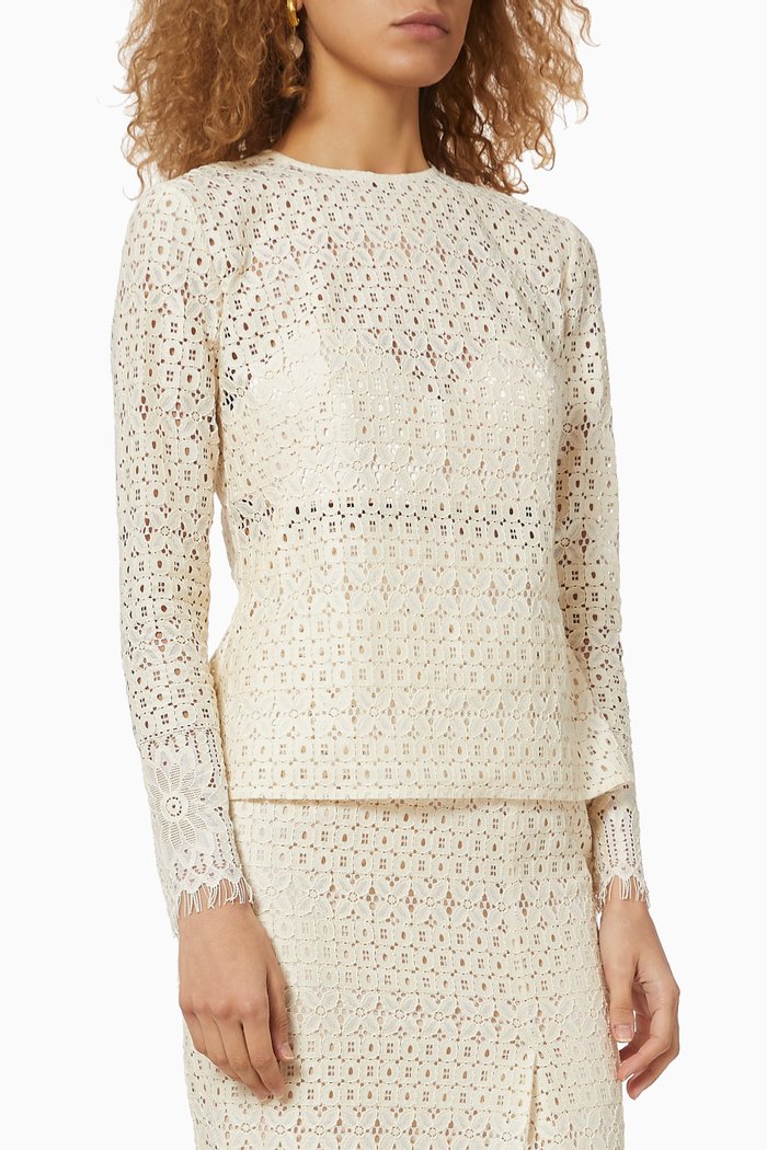 

Lace Cotton Blouse, Neutral